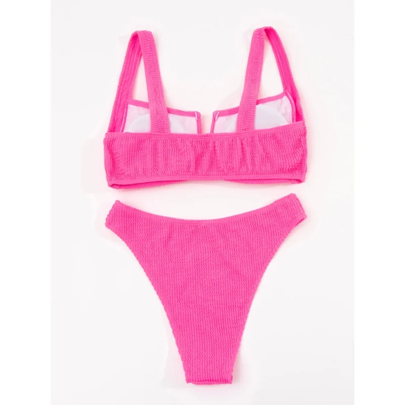 costum de baie roz neon 2 piese fitint tropical pink 4