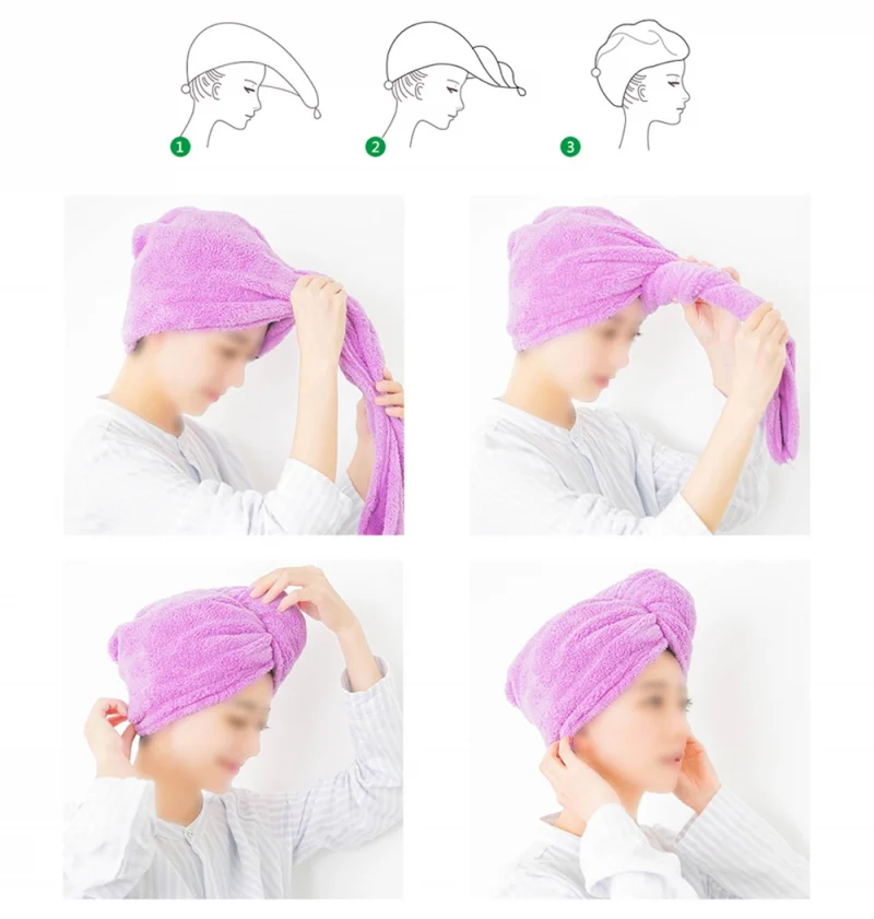 prosop turban pentru uscarea parului fitint quickdry roz 3